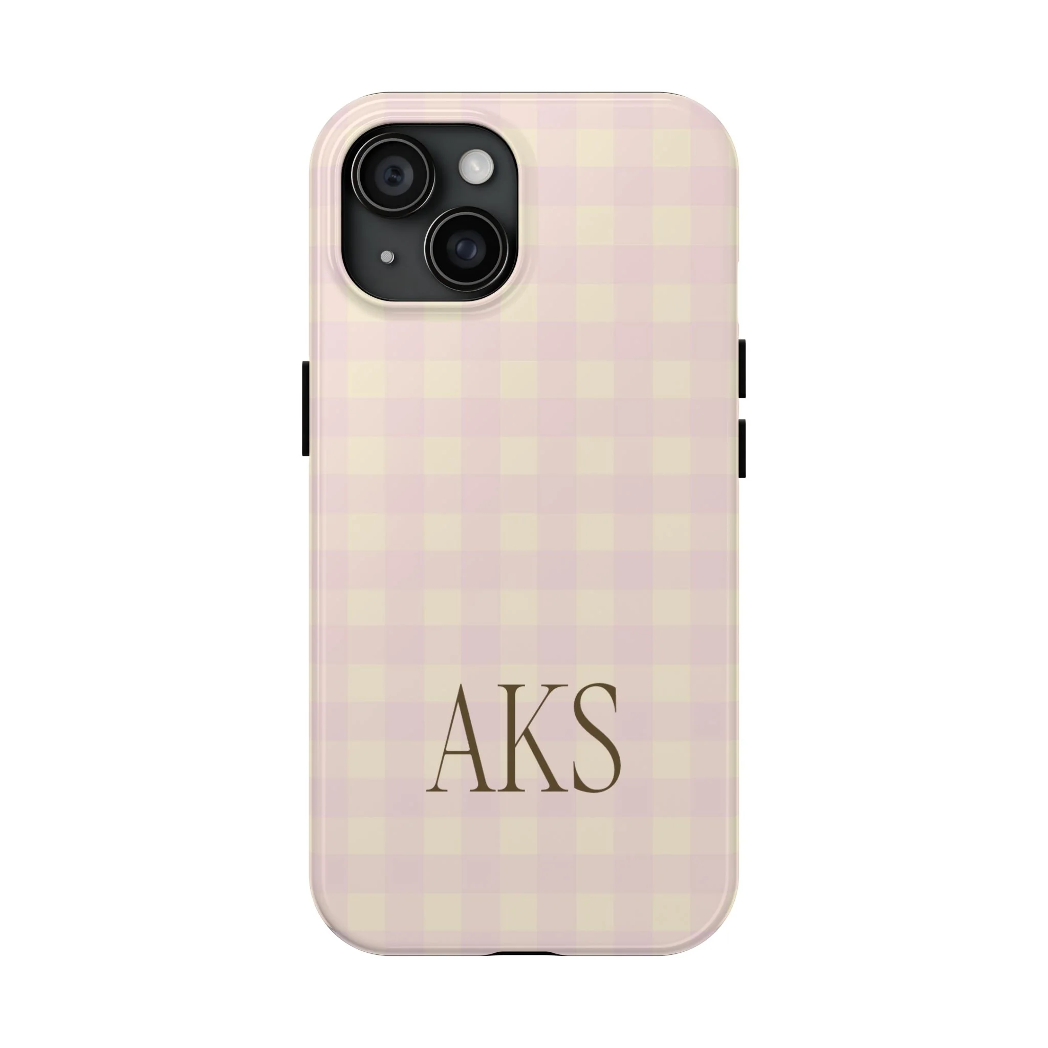 Customizable Pink & Yellow Gingham Phone Case - Image 2